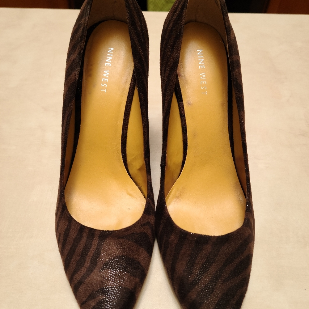 Suede animal print heels